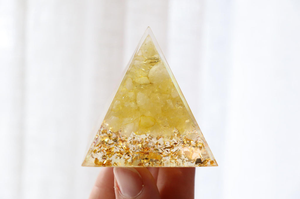 Orgonite Pyramid | Citrine & Clear Quartz