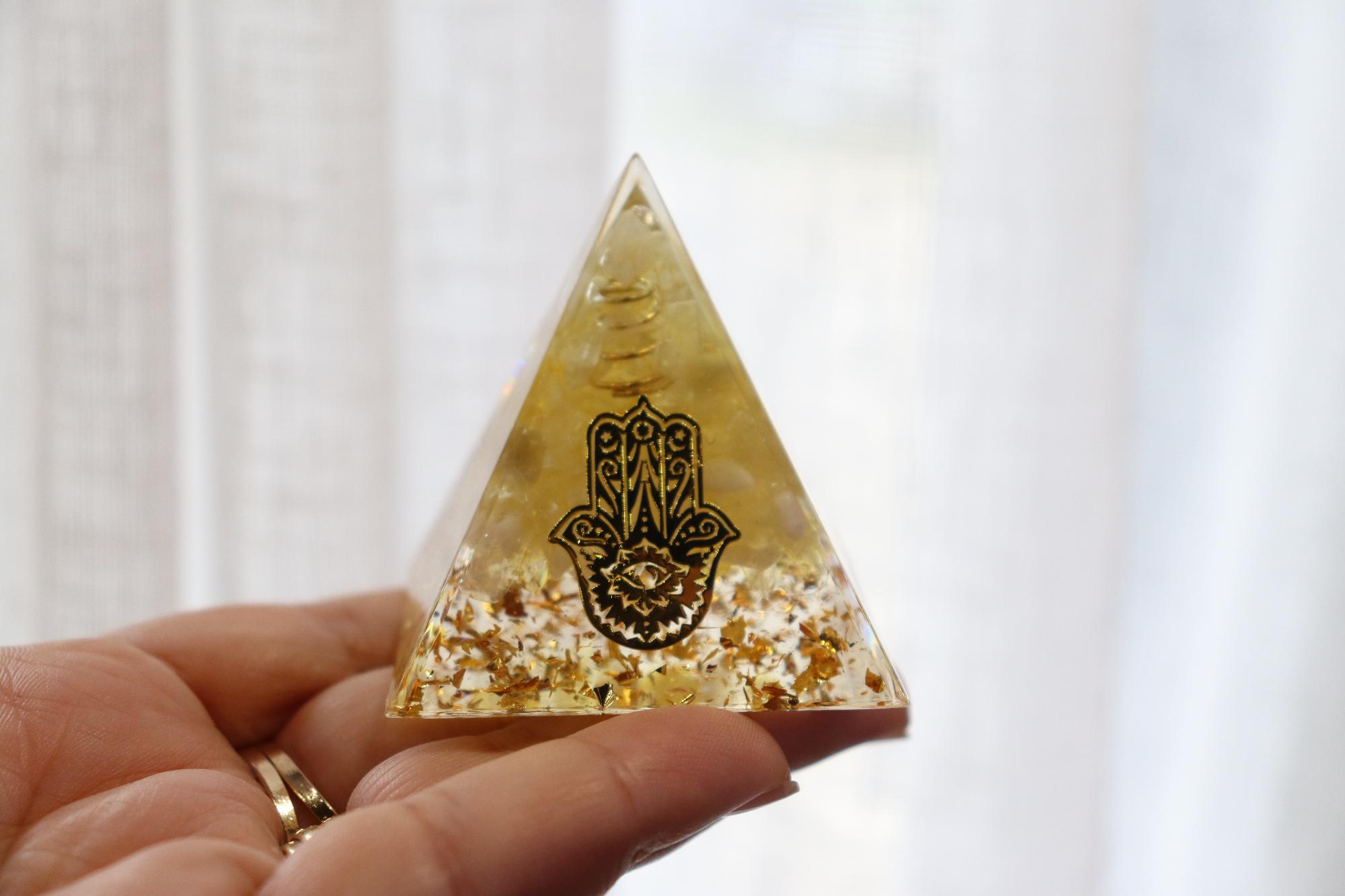 Orgonite Pyramid | Citrine & Clear Quartz