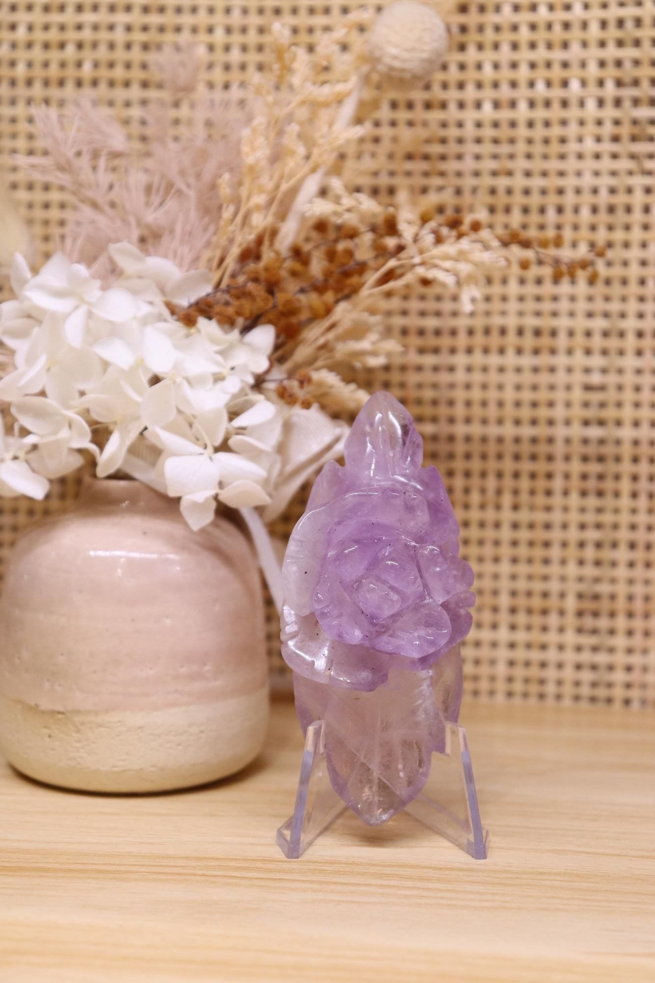 Amethyst Flower Caring + Stand | 76g