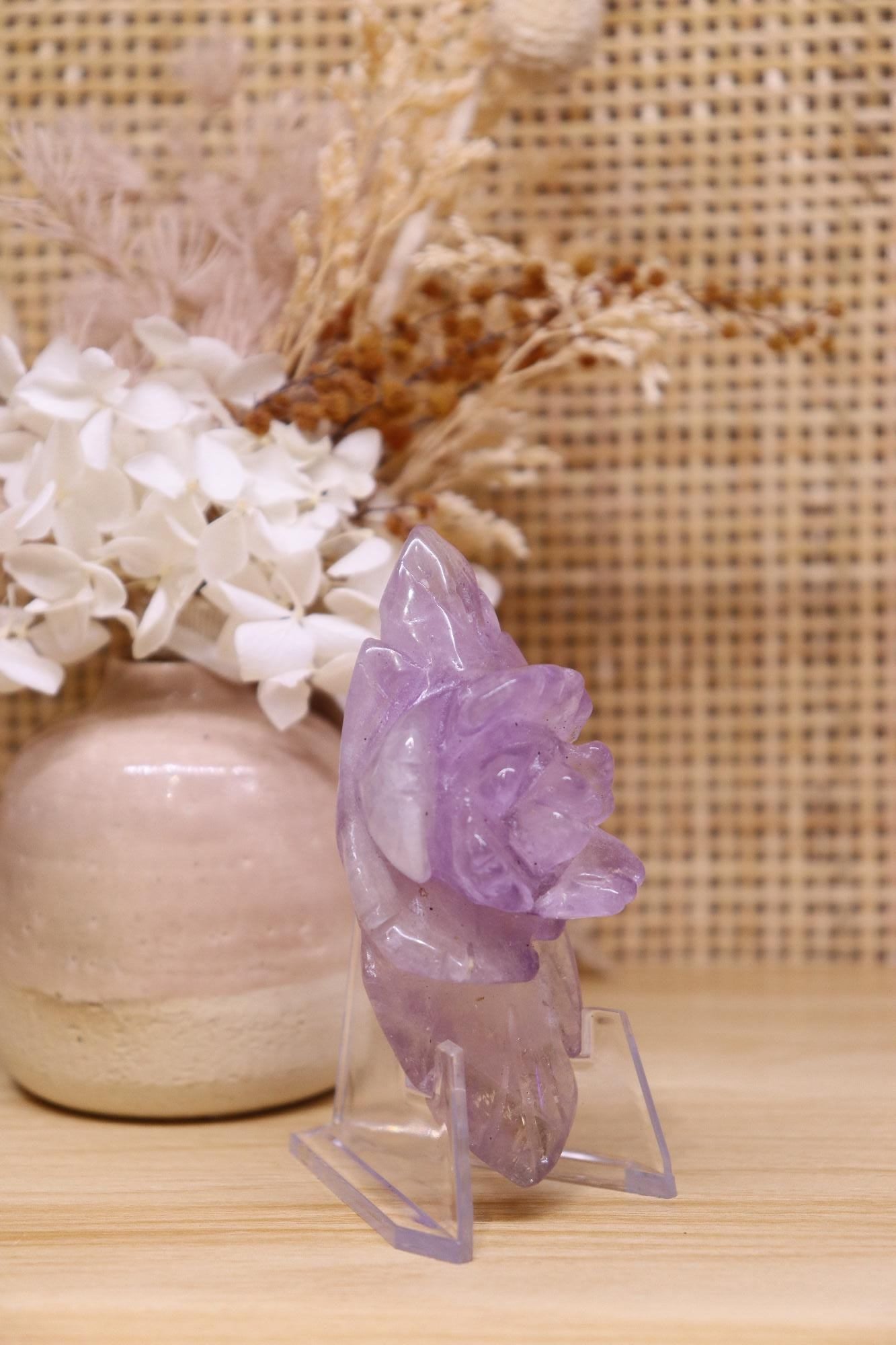 Amethyst Flower Caring + Stand | 76g