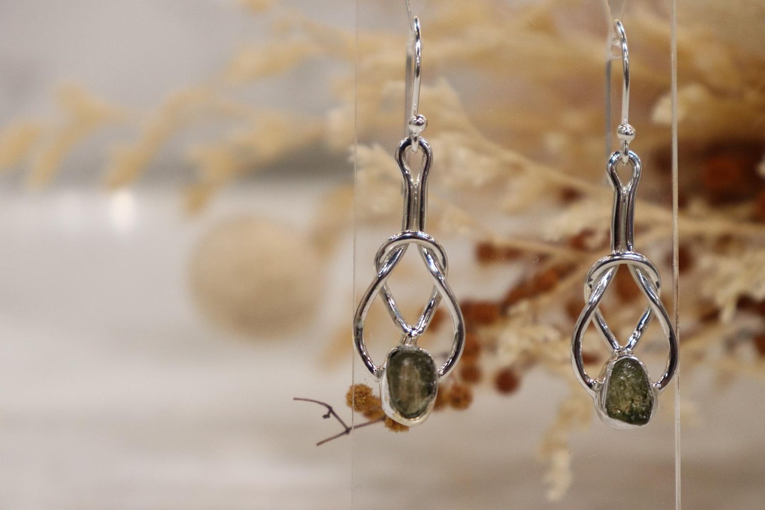 Moldavite Earring Set | Knot Set