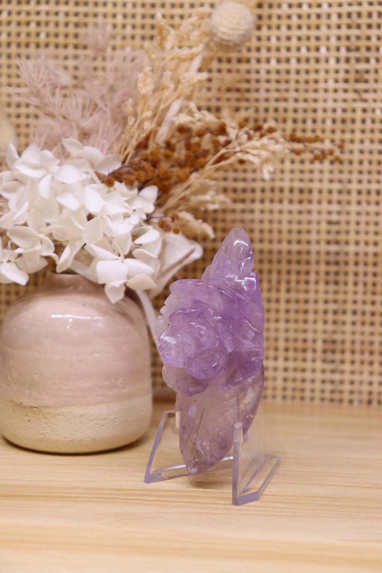Amethyst Flower Caring + Stand | 76g
