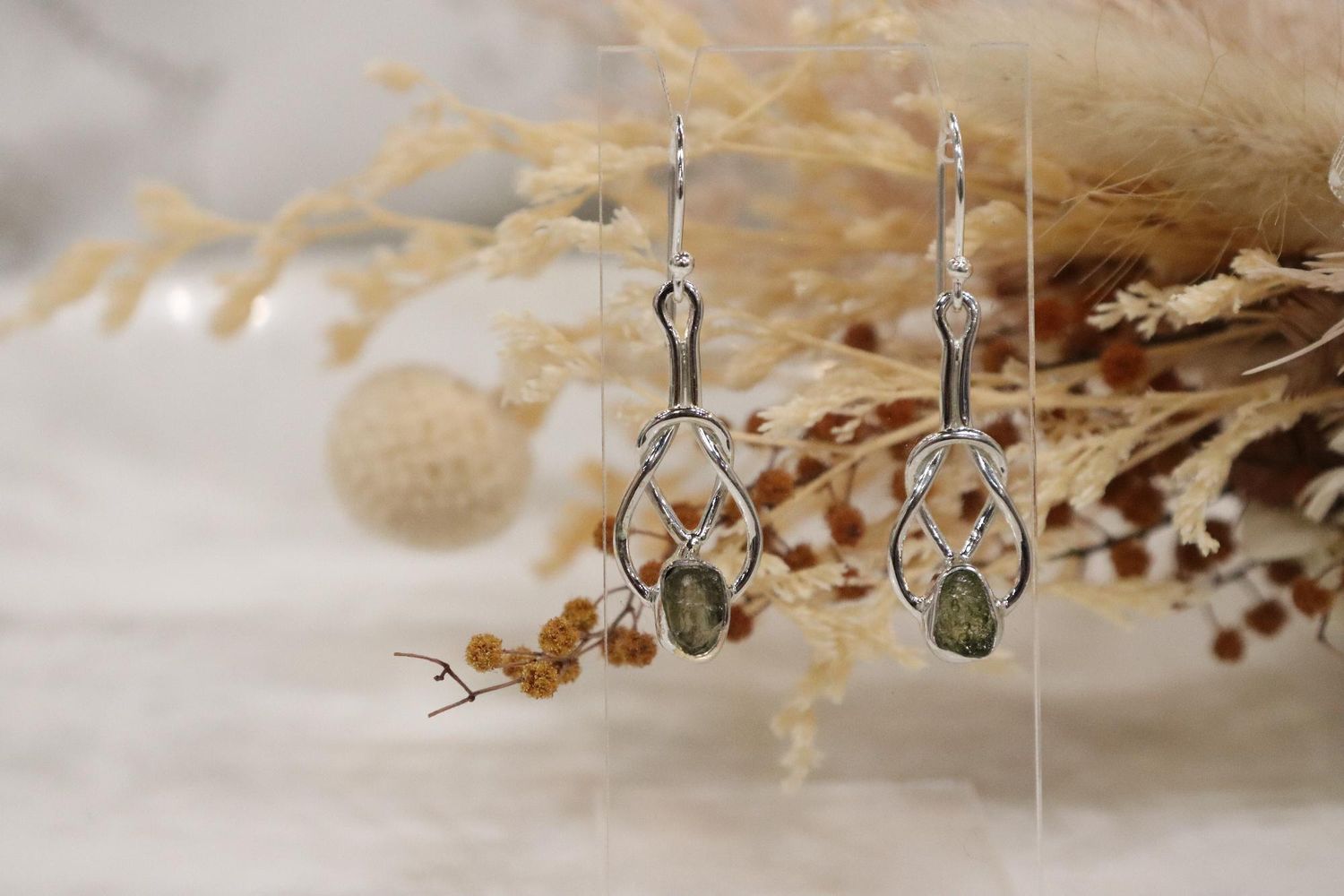 Moldavite Earring Set | Knot Set