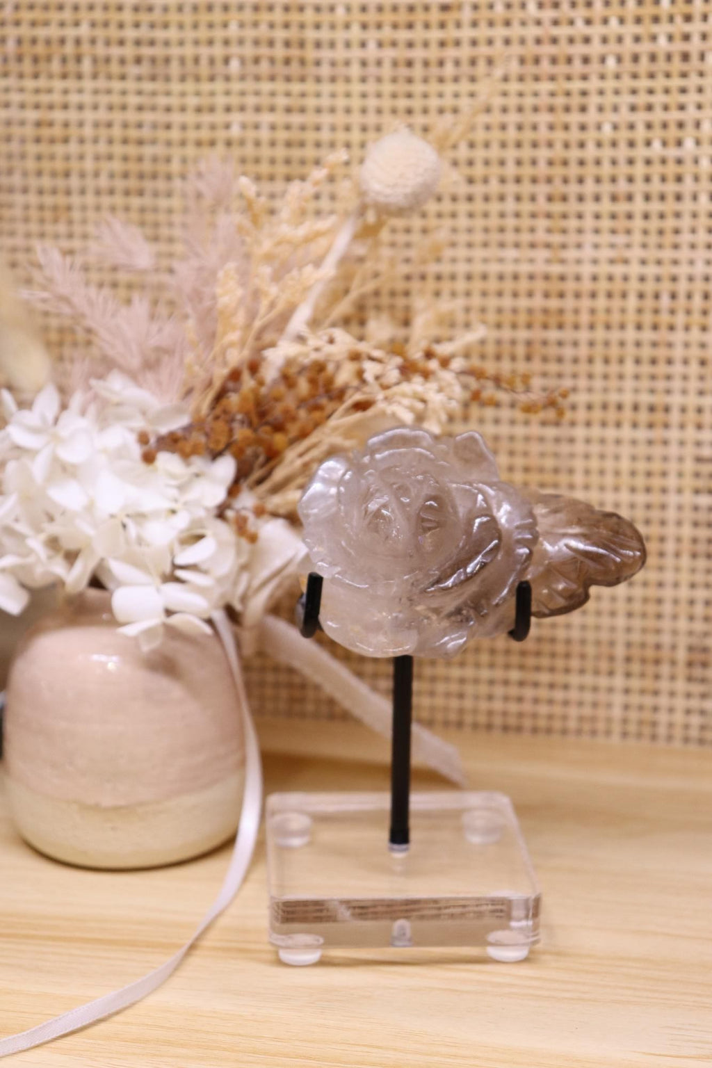 Smokey Quartz Flower Carving + Stand | 119g