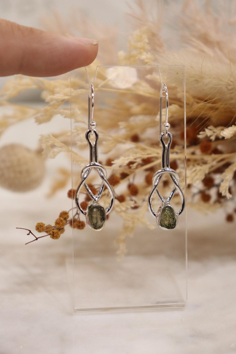Moldavite Earring Set | Knot Set
