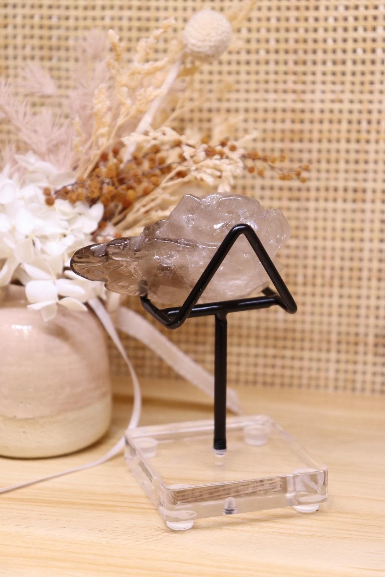 Smokey Quartz Flower Carving + Stand | 119g