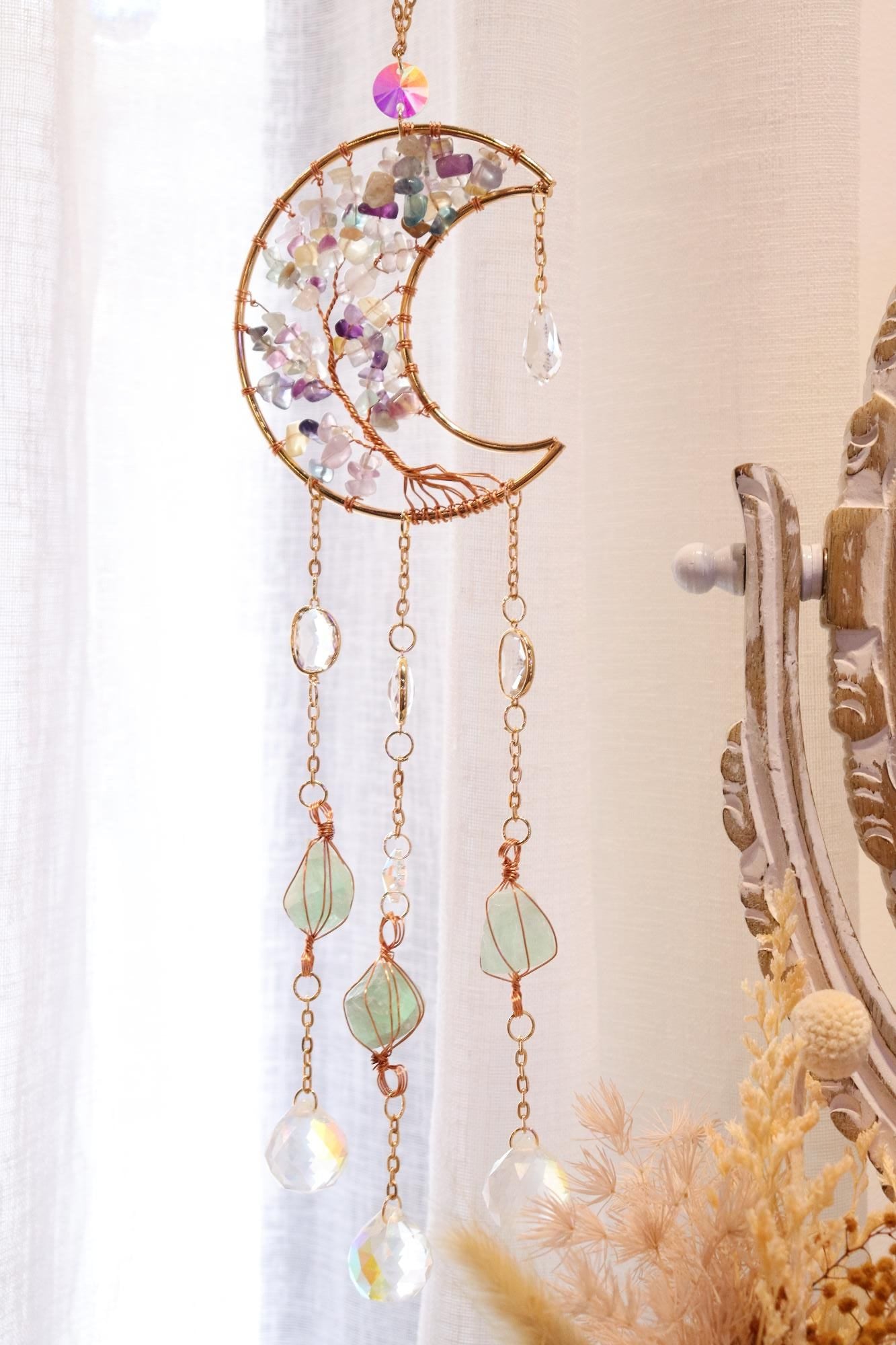 MoonLight Suncatcher | Rainbow Fluorite