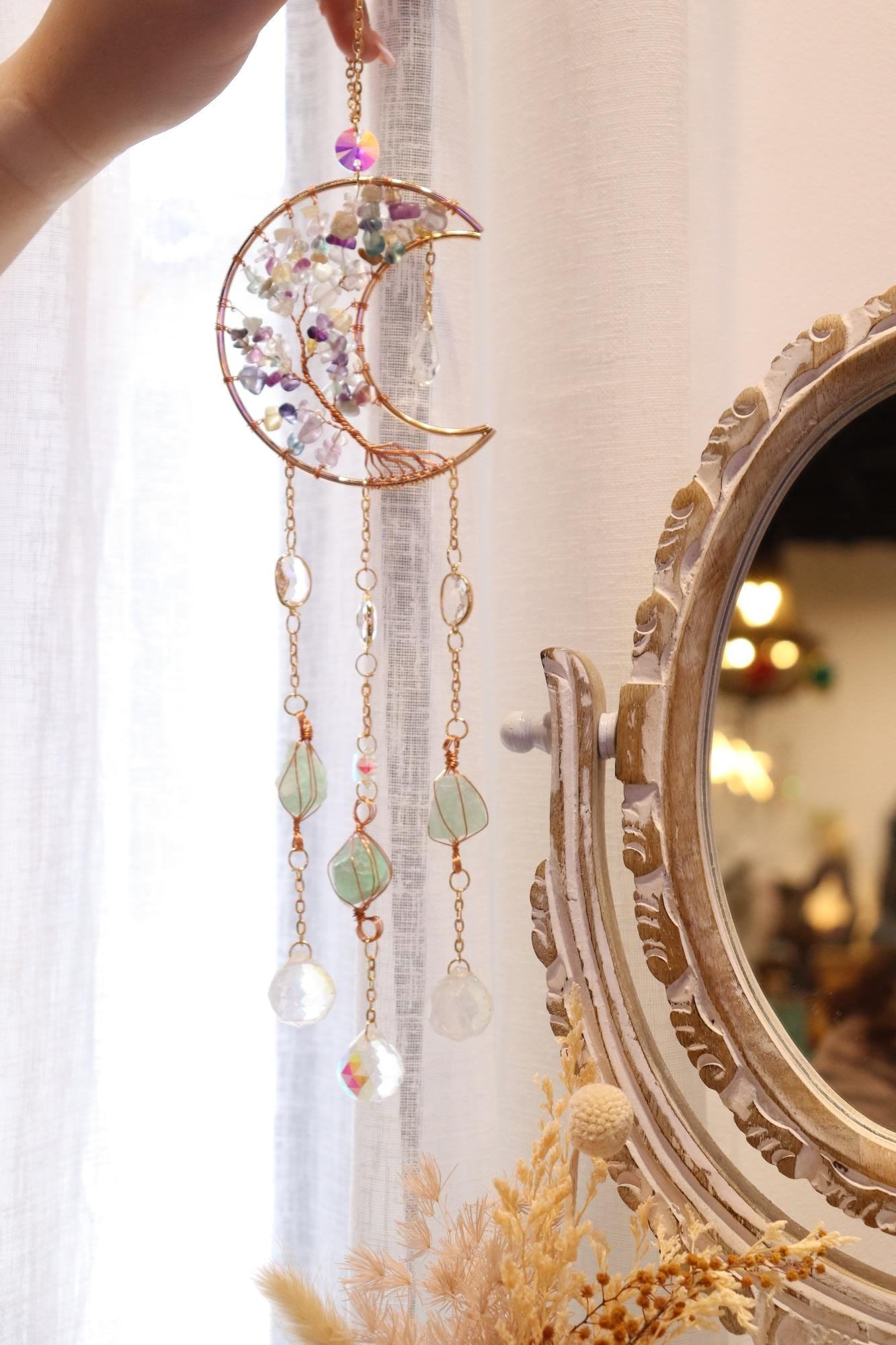 MoonLight Suncatcher | Rainbow Fluorite