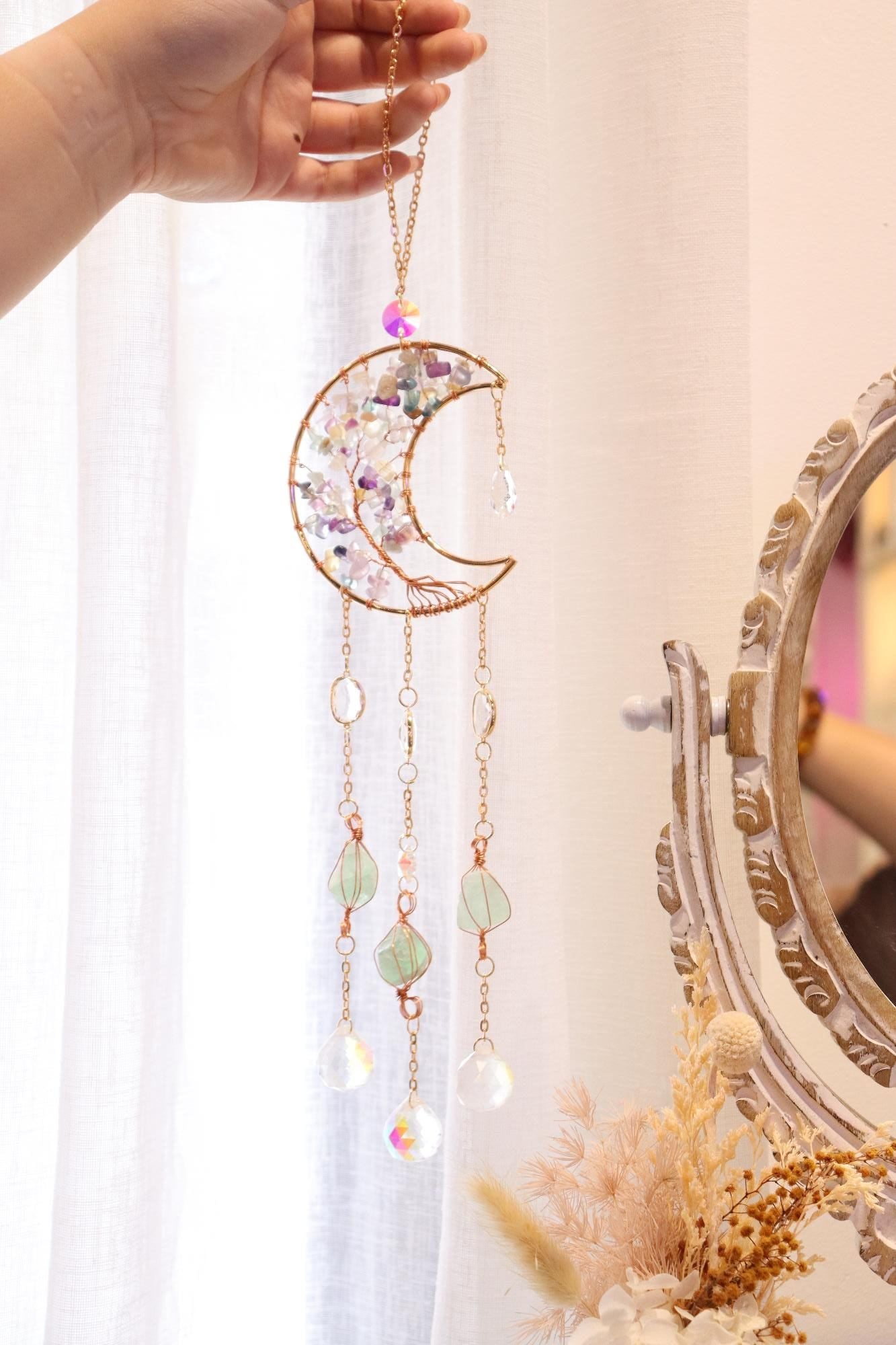 MoonLight Suncatcher | Rainbow Fluorite