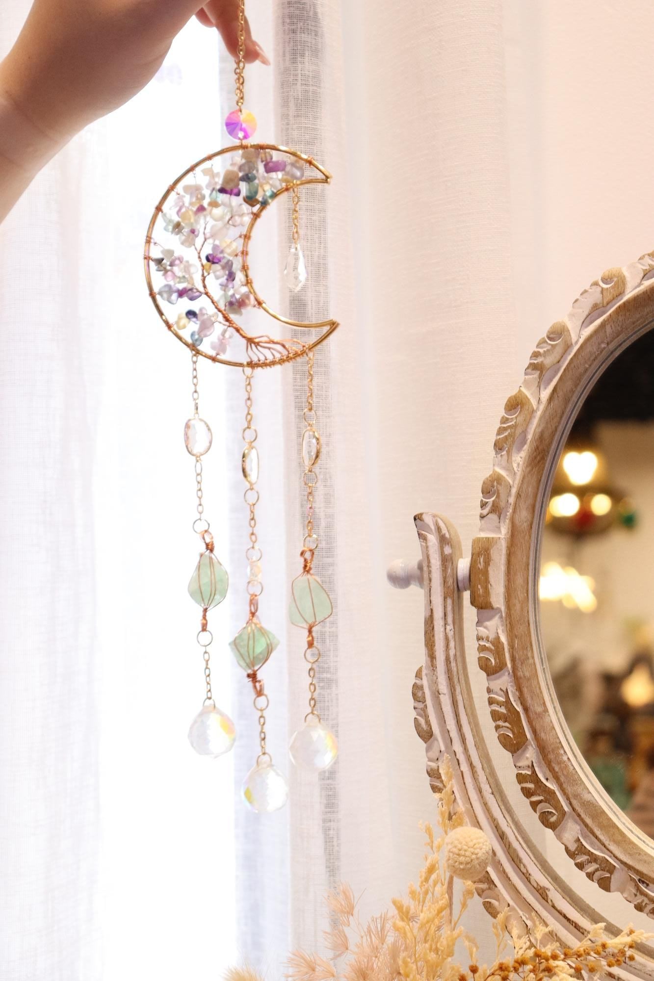 MoonLight Suncatcher | Rainbow Fluorite