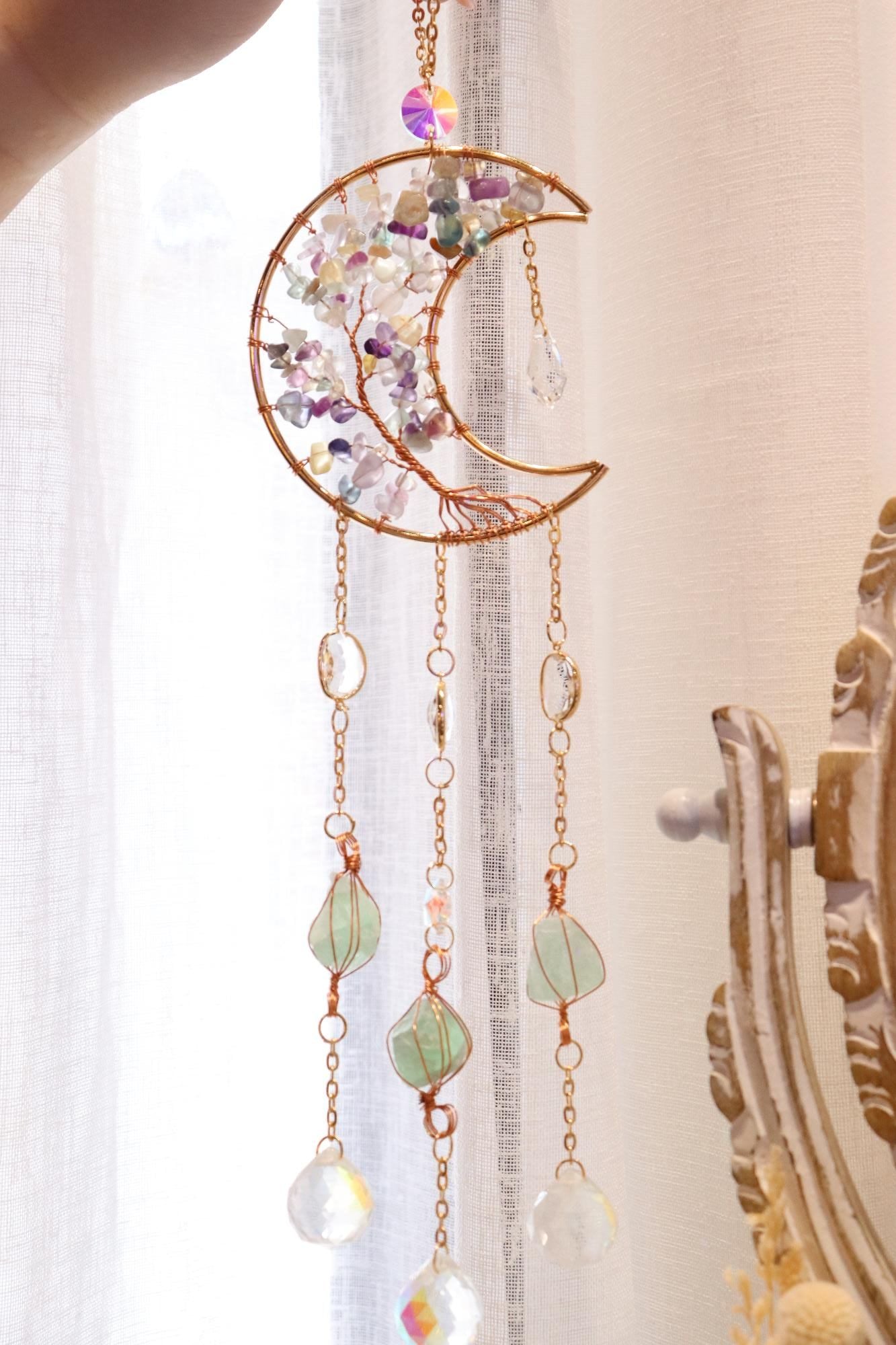 MoonLight Suncatcher | Rainbow Fluorite