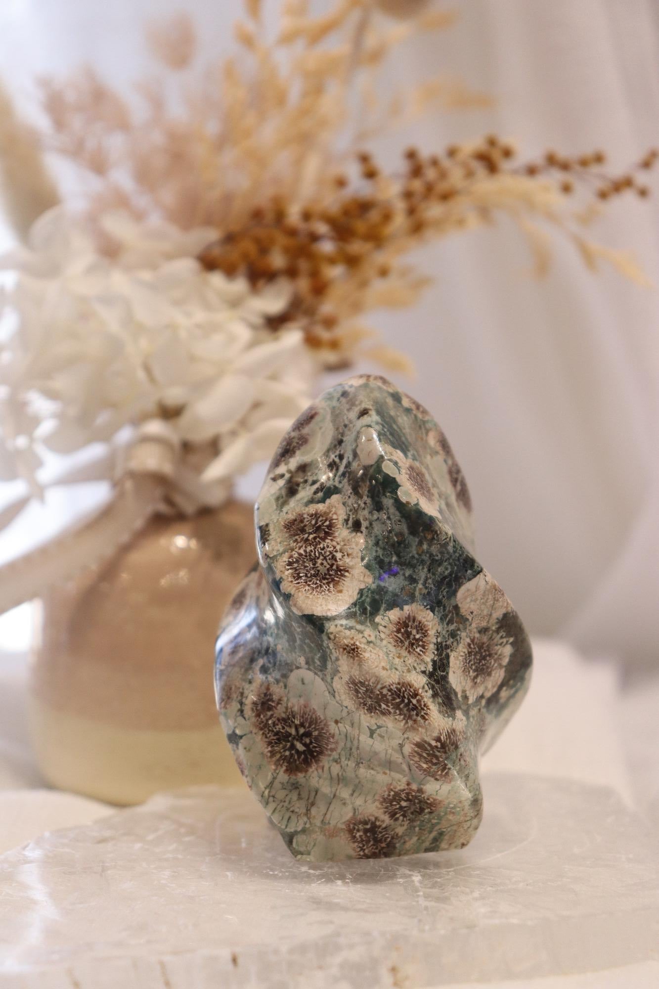 Green Flower Agate Flame