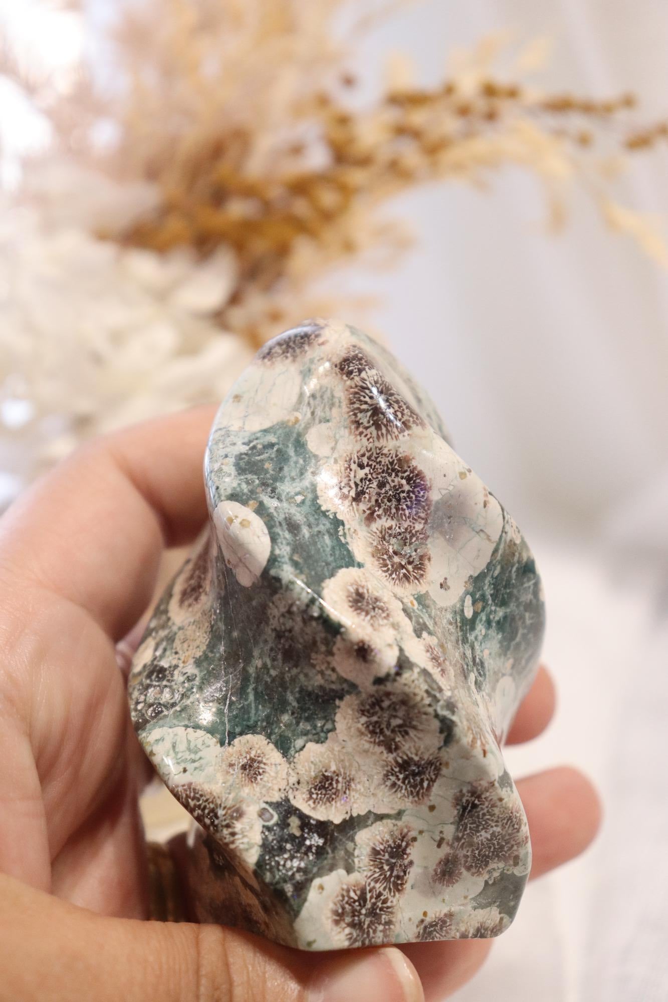 Green Flower Agate Flame