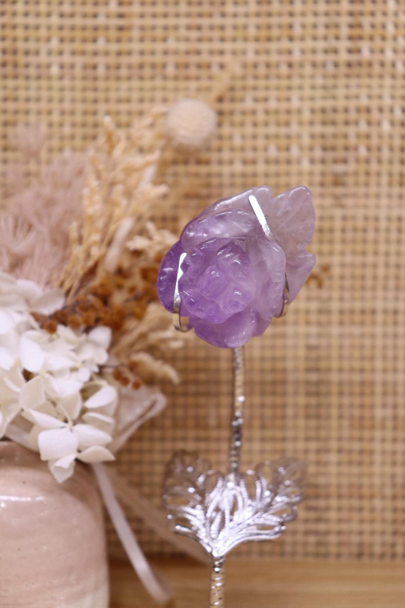 Amethyst Flower Carving + Stand | 63g