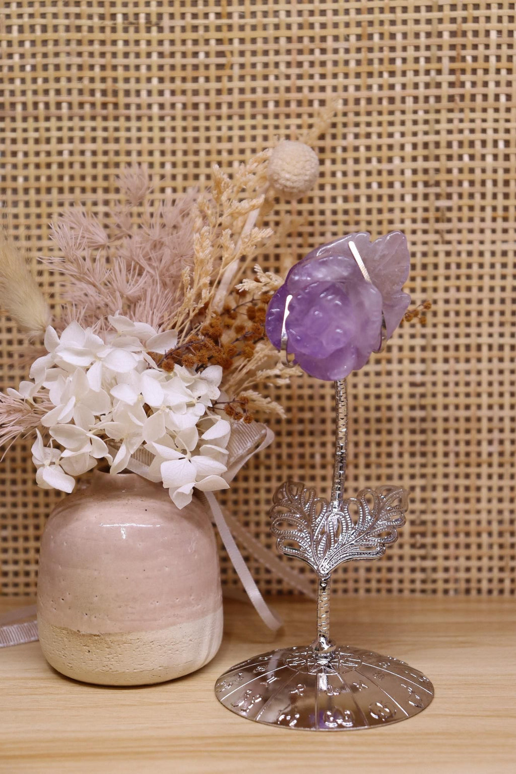 Amethyst Flower Carving + Stand | 63g