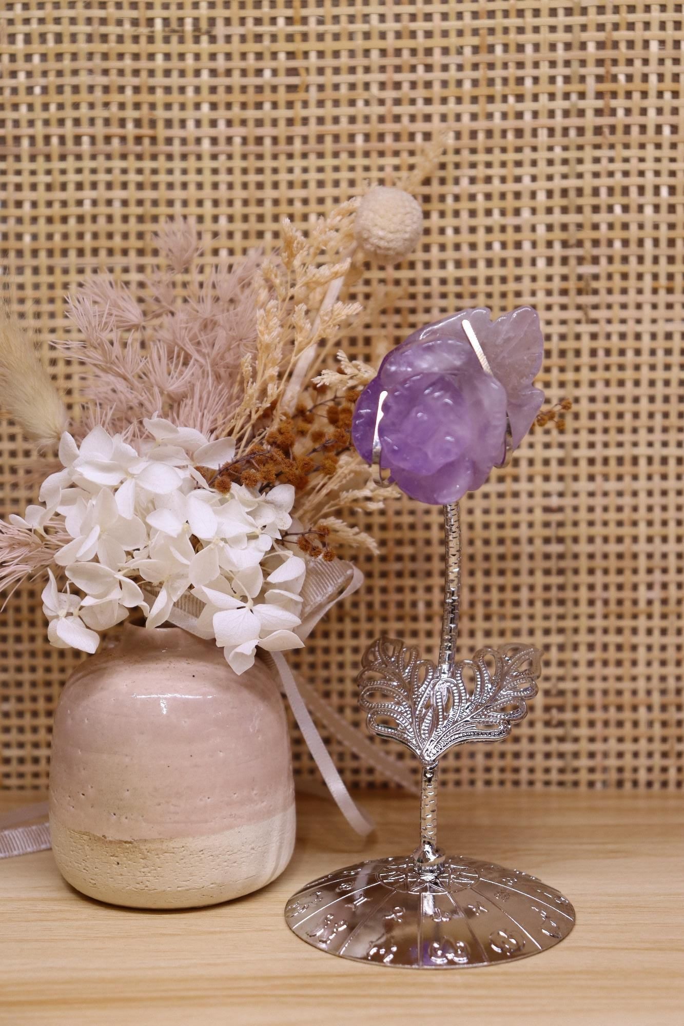 Amethyst Flower Carving + Stand | 63g