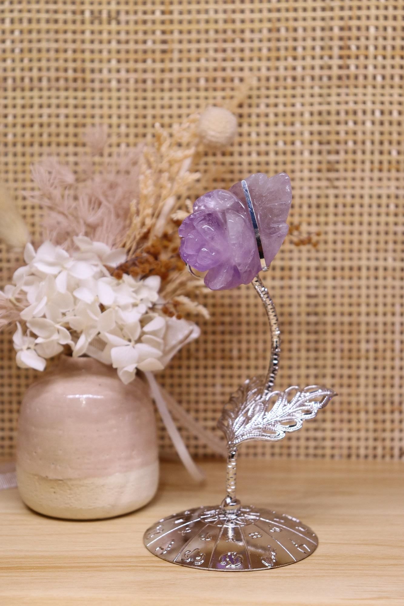 Amethyst Flower Carving + Stand | 63g