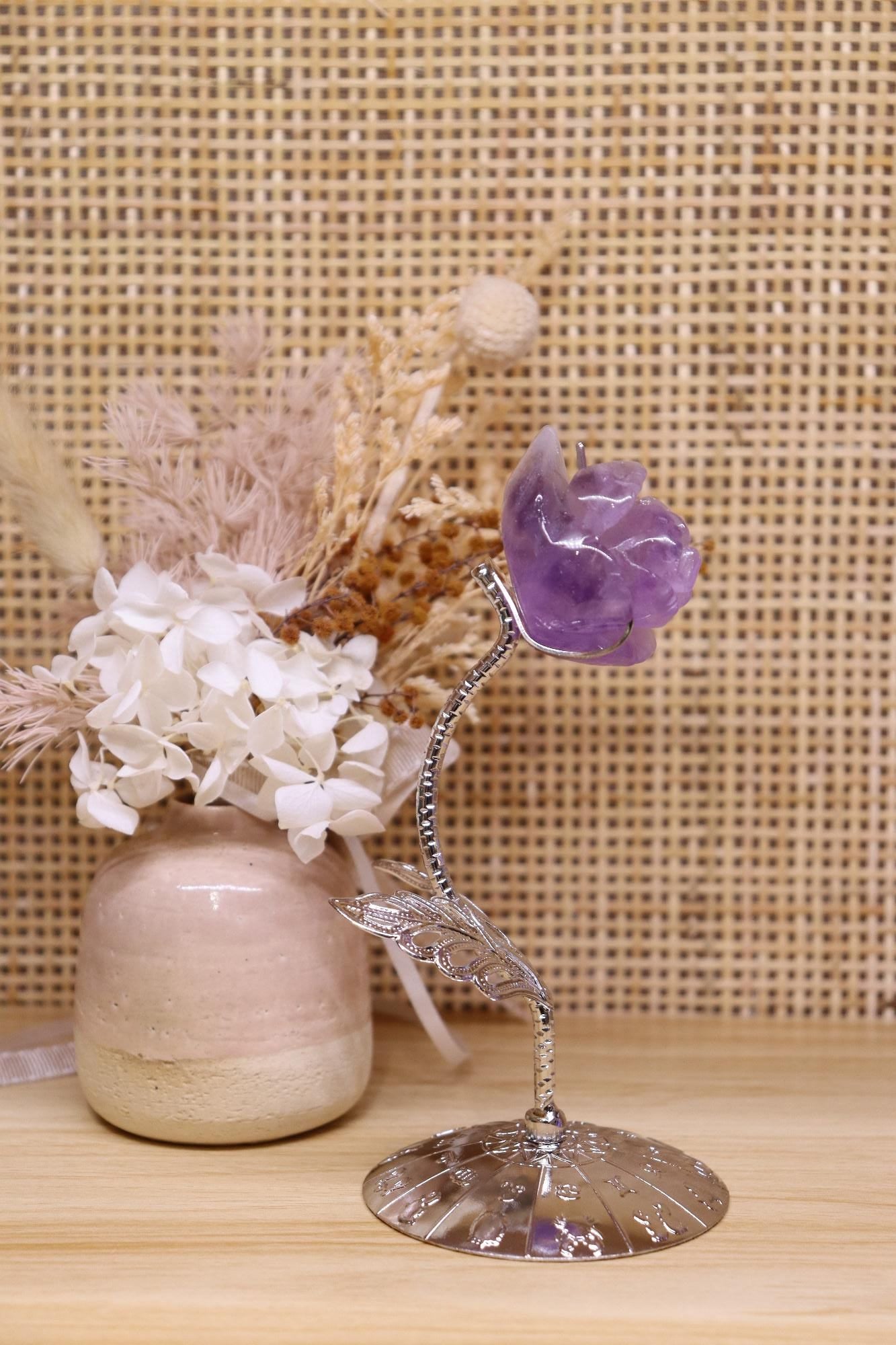 Amethyst Flower Carving + Stand | 63g