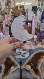 Clear Quartz Moon + Silver Metal Stand | 139g