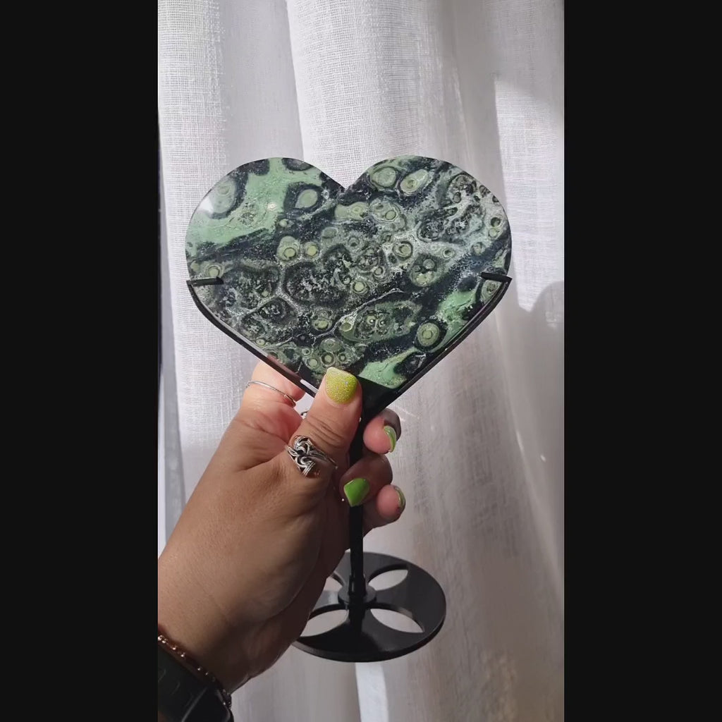 Kambaba Jasper Heart + Stand