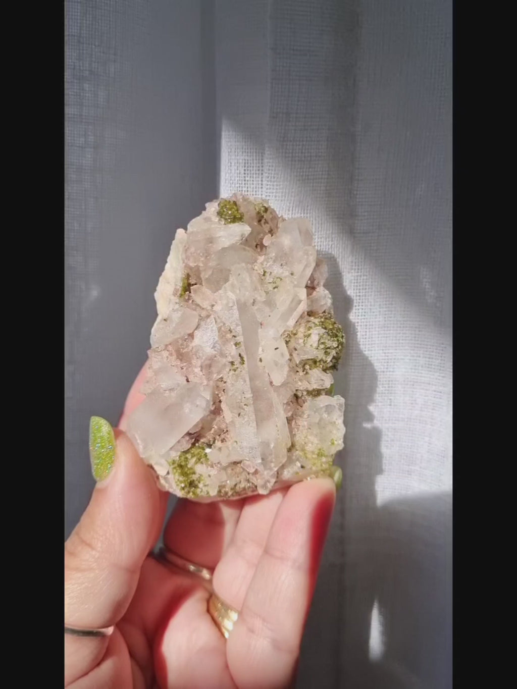 Epidote + Clear Quartz Cluster