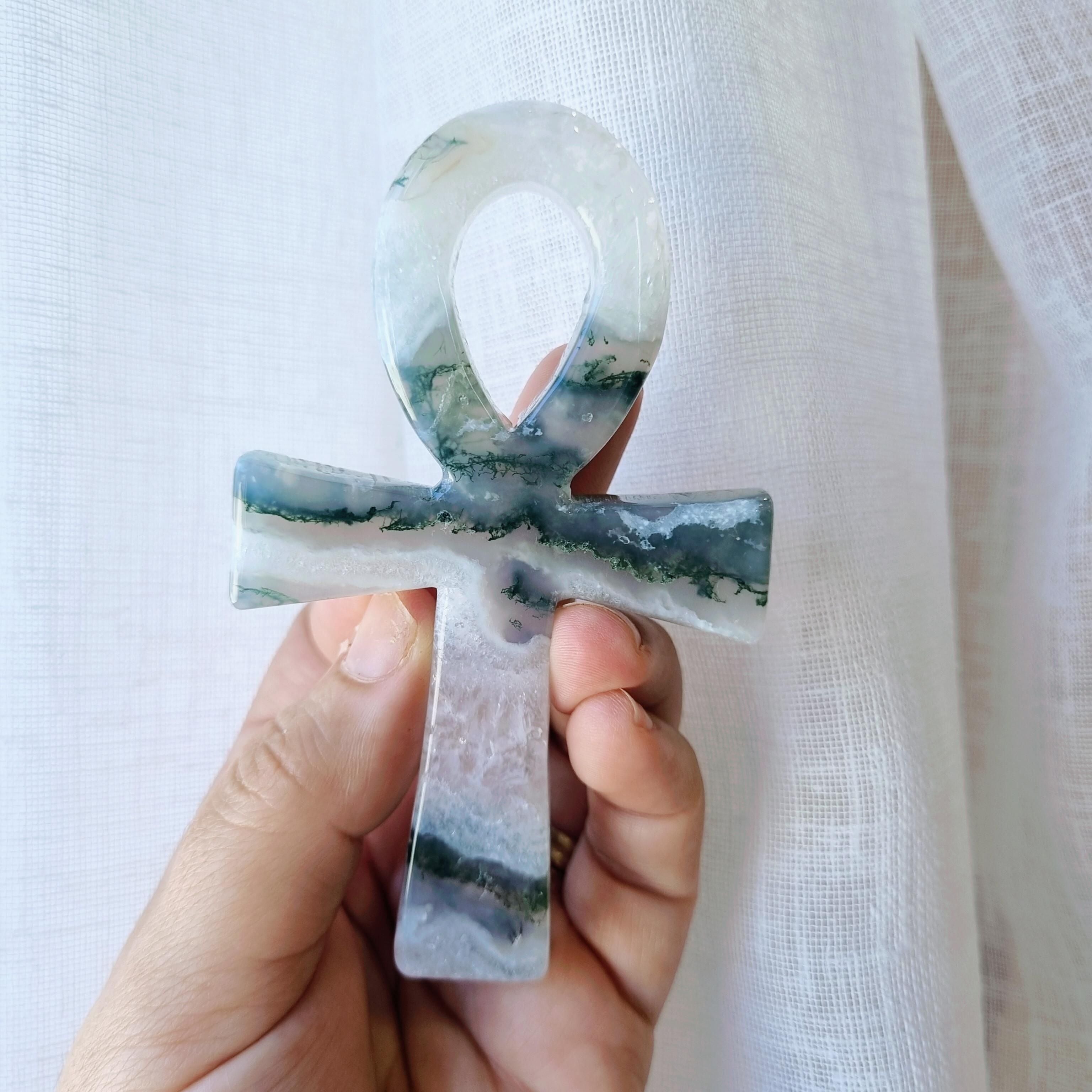 Ankh Carving | Moss Agate