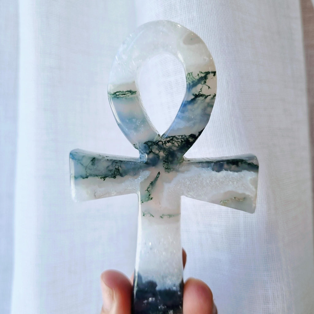 Ankh Carving | Moss Agate