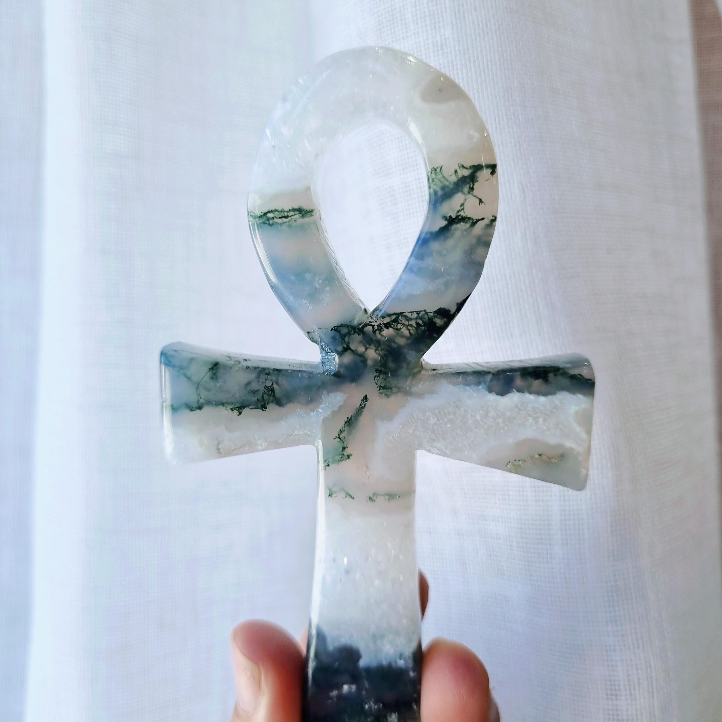 Ankh Carving | Moss Agate