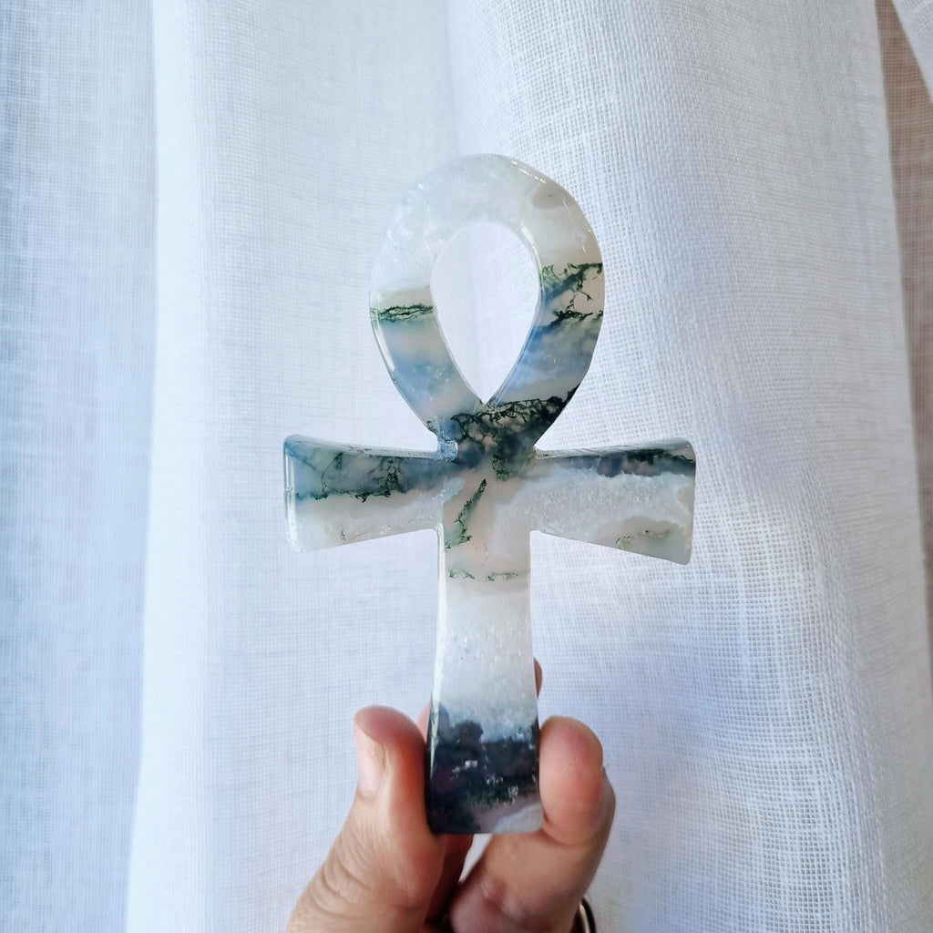 Ankh Carving | Moss Agate