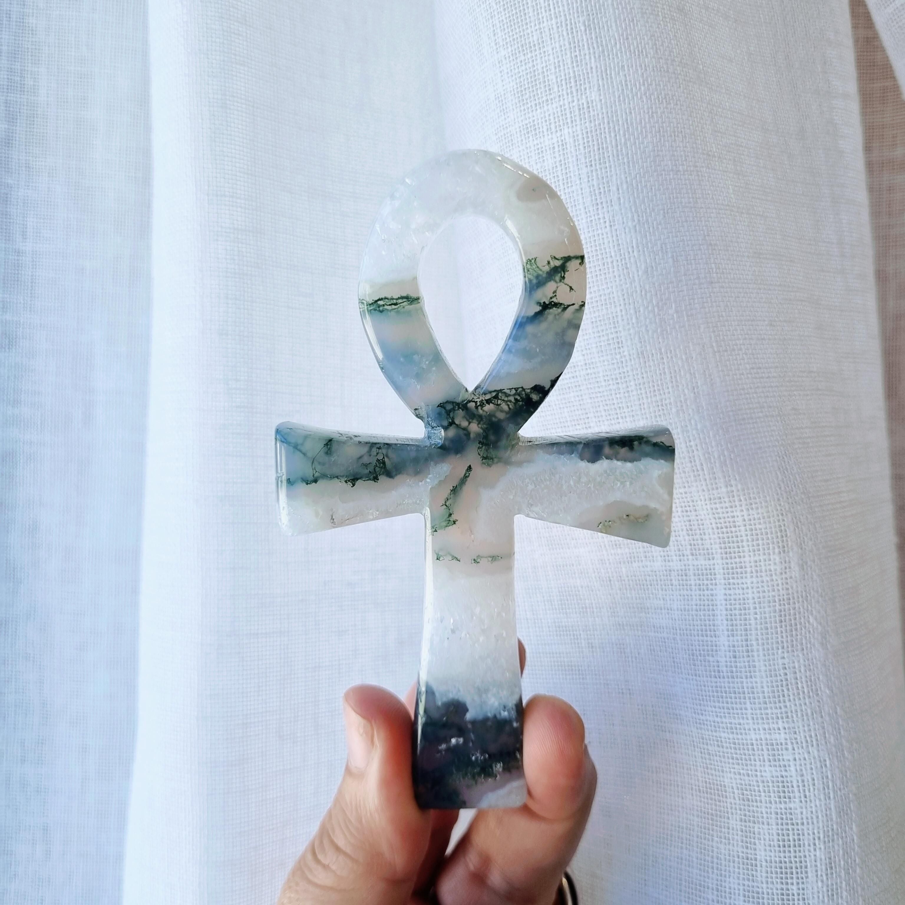 Ankh Carving | Moss Agate