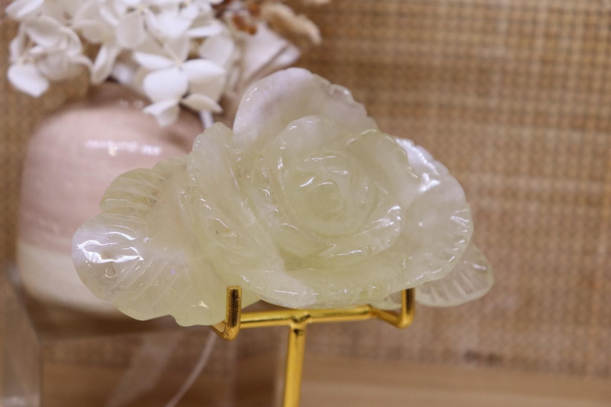 Citrine Flower Carving + Stand | 200g