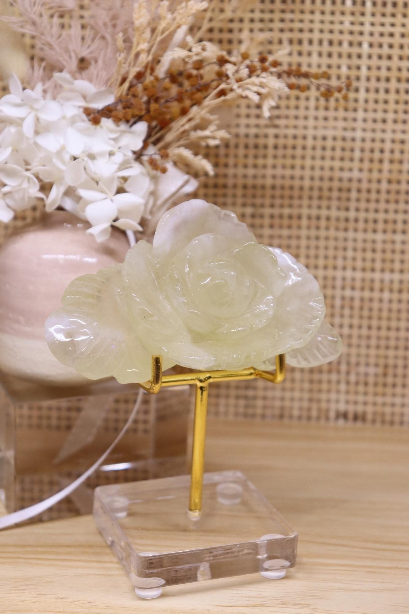 Citrine Flower Carving + Stand | 200g