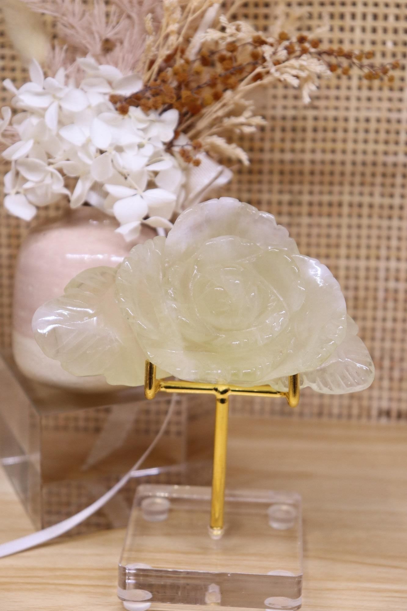 Citrine Flower Carving + Stand | 200g