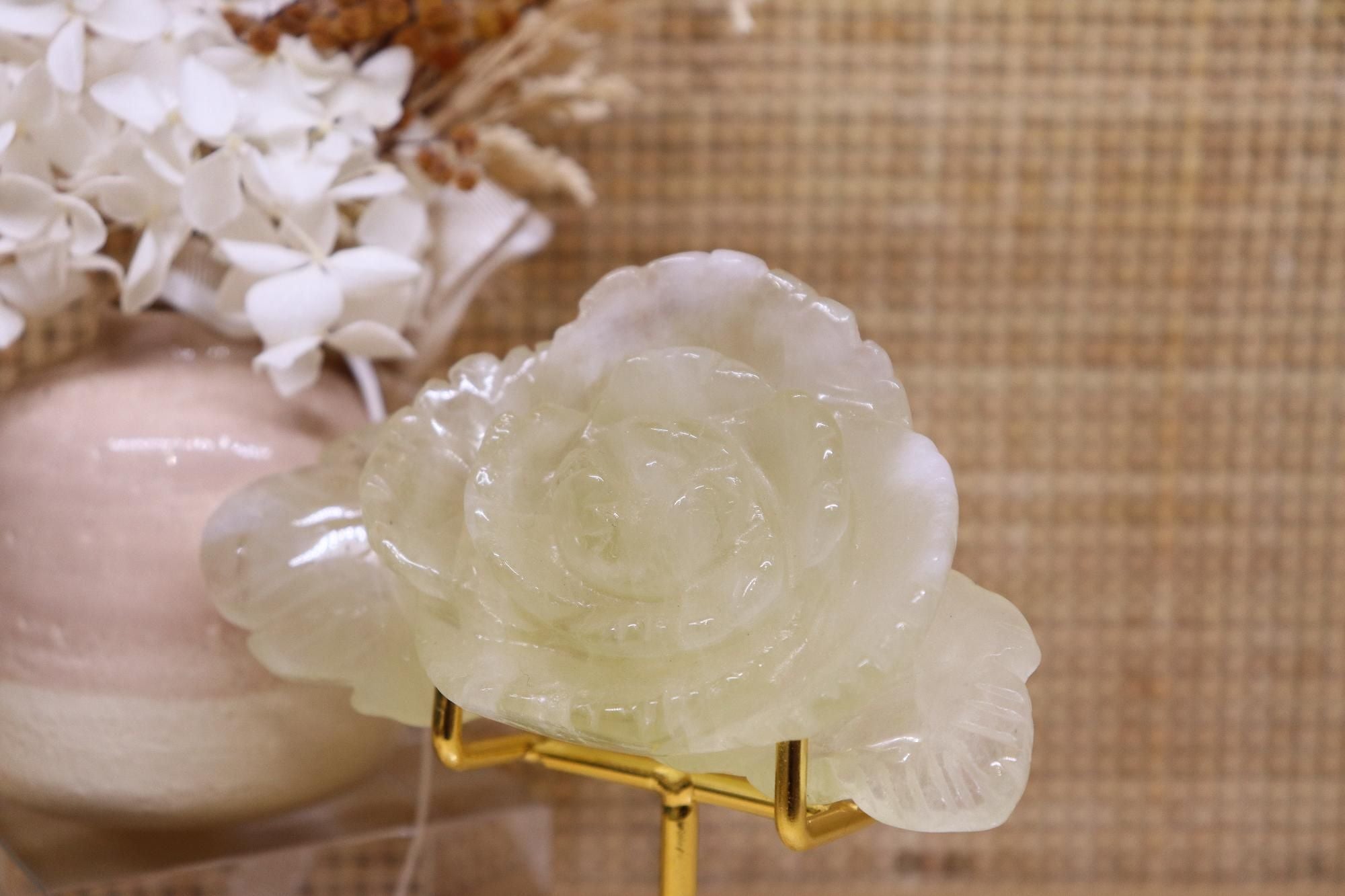 Citrine Flower Carving + Stand | 200g