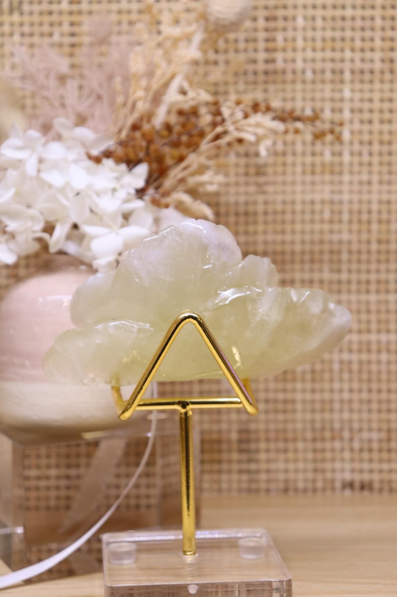 Citrine Flower Carving + Stand | 200g