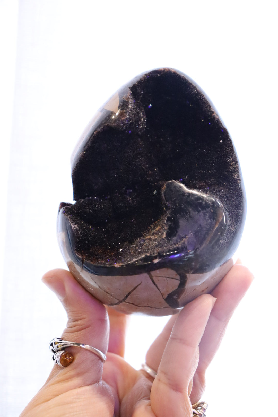 Septarian Egg + Black Metal Stand | 1.065kg