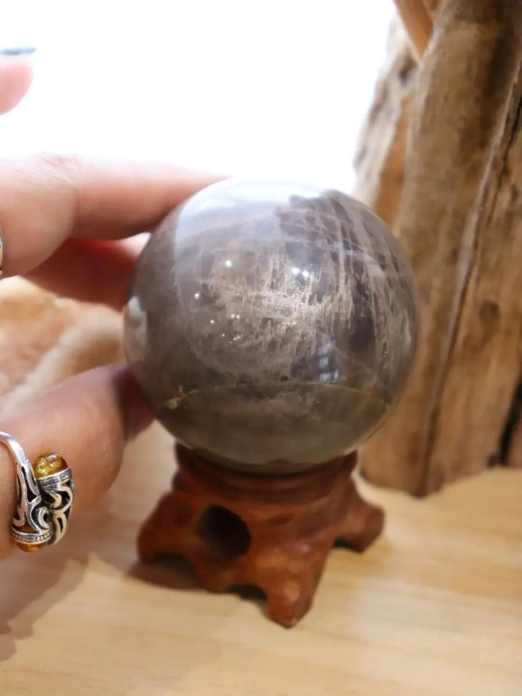 Black Moonstone Sphere + Stand | 230g