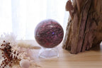 Rhodonite + Smokey Quartz Sphere + Stand | 618g