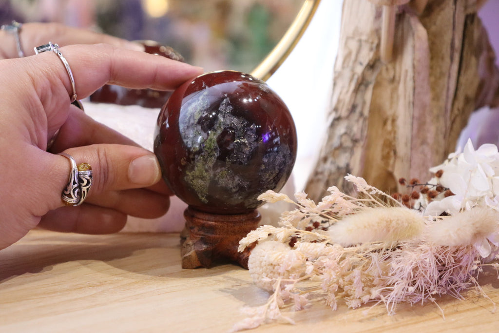 Dragon's Blood Jasper Sphere + Stand | 337g
