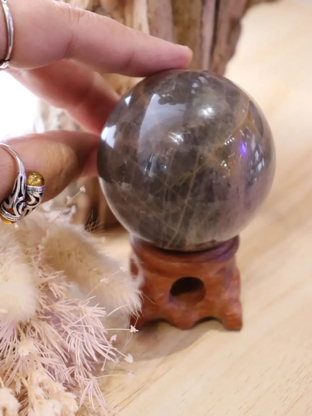 Black Moonstone Sphere + Stand | 230g