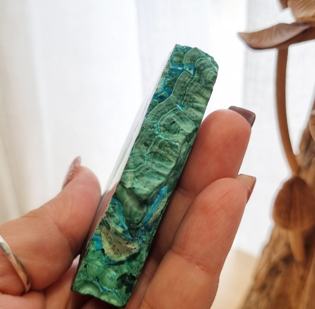 Chrysocolla & Malachite Slab + Stand | 147g
