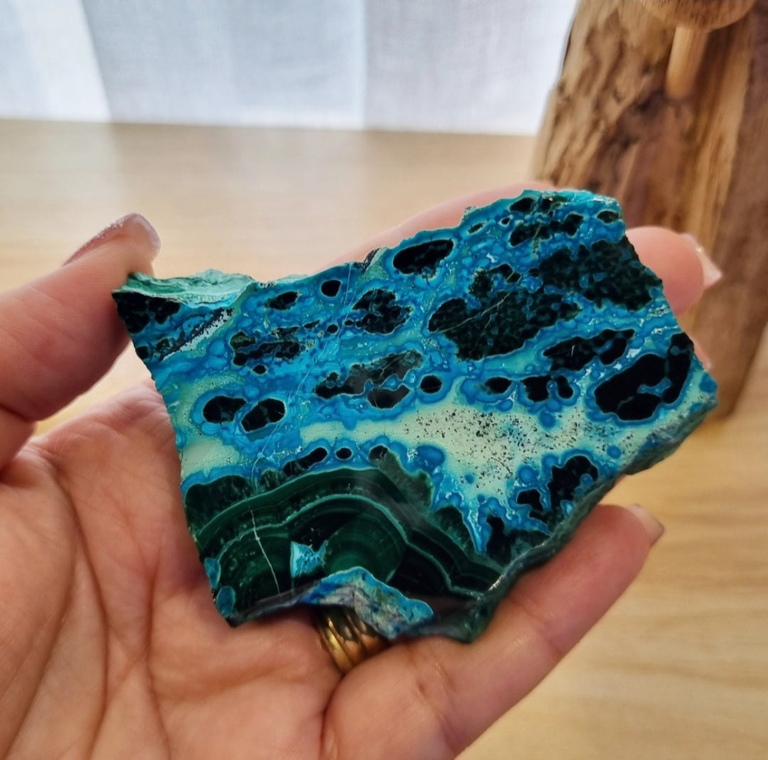 Chrysocolla & Malachite Slab + Stand | 147g