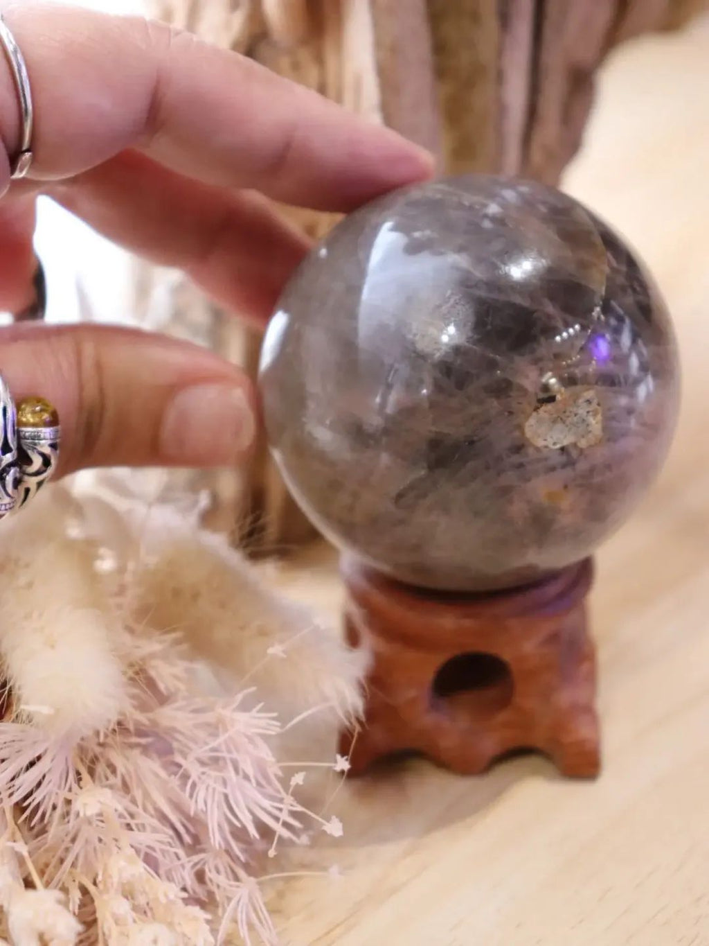Black Moonstone Sphere + Stand | 230g