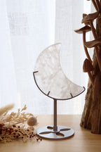 Clear Quartz Moon + Silver Metal Stand | 139g
