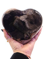 Septarian Heart + Black Metal Stand | 2.65kg