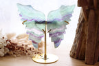 Fluorite Angel Wings | Gold Stand