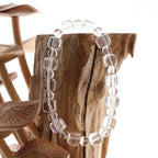 Clear Quartz Bracelet | Square Faceted & Round Bead