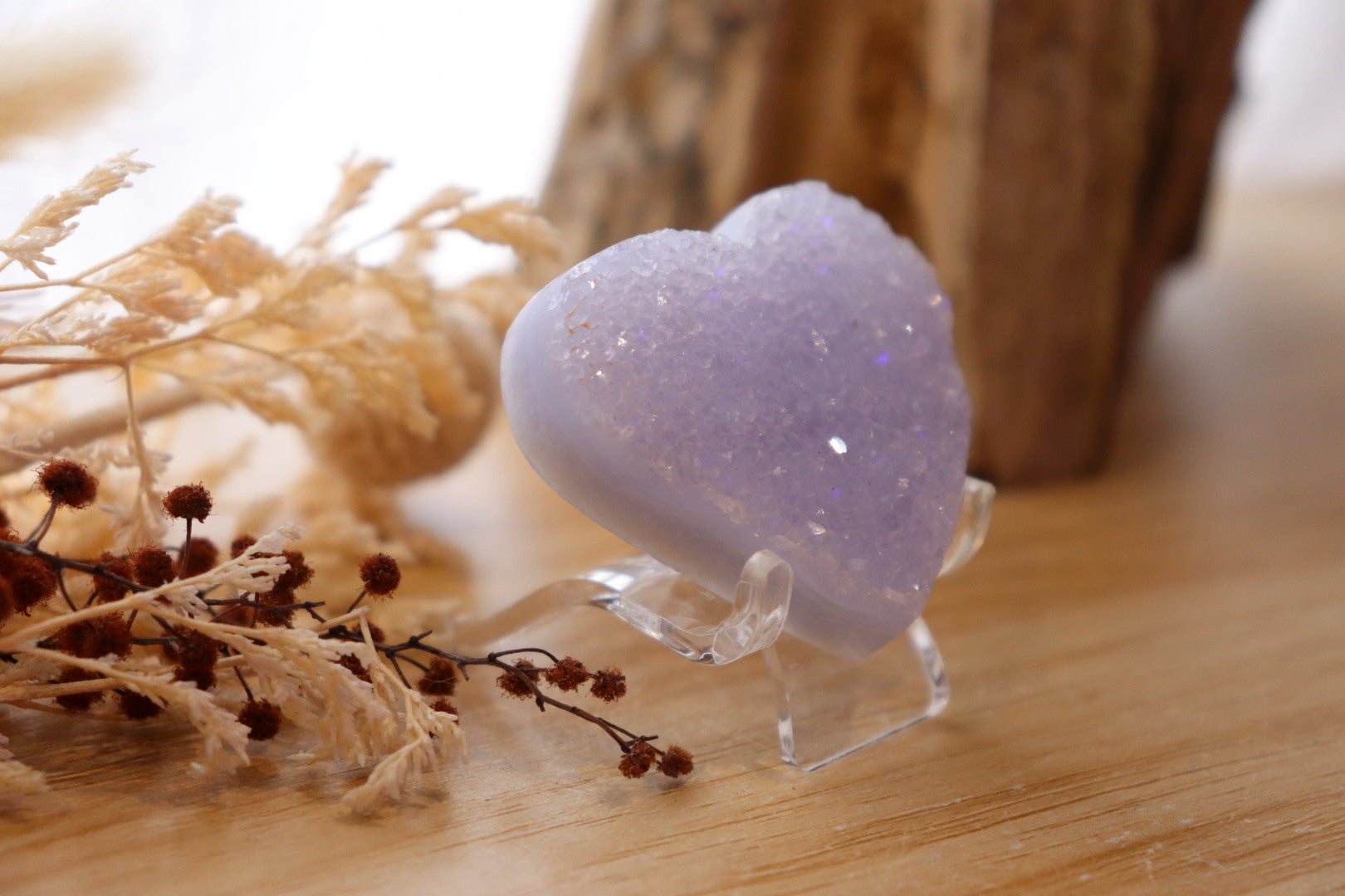 Blue Lace Agate Heart Druzy + Stand | 33g