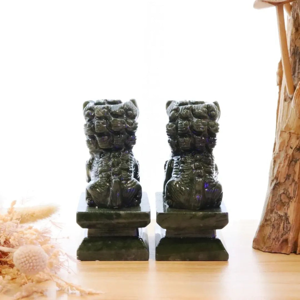 Green Jade Foo Dog Set