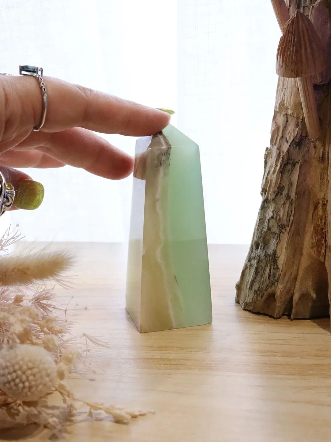 Green Calcite Point (Fingerprint) | 187g